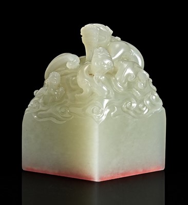 Lot 107 - An important Imperial pale celadon-white jade "Taishang Huangdi zhi bao" seal
