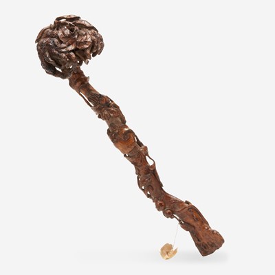 Lot 54 - A Chinese carved bamboo ruyi scepter 竹雕佛手如意