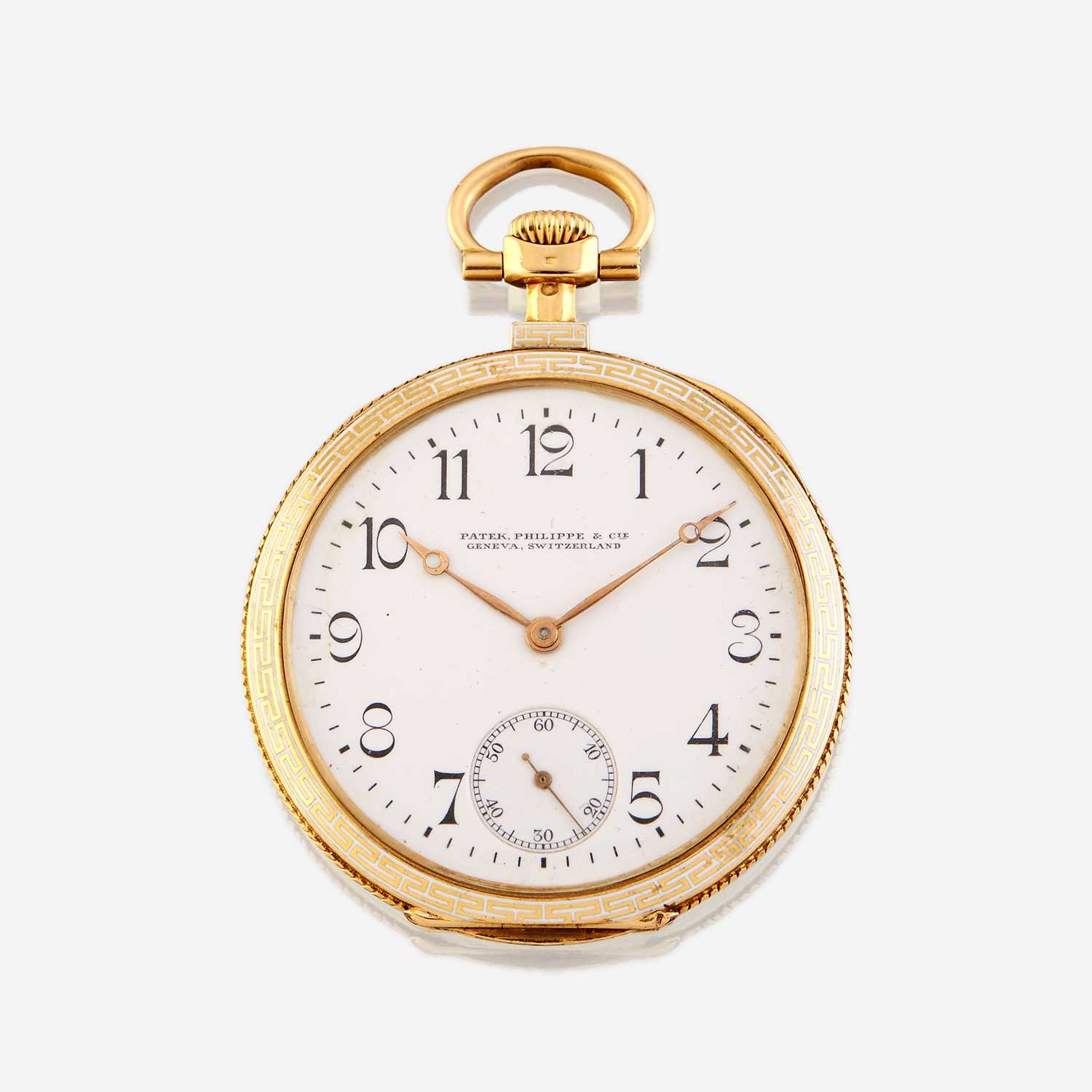 Lot 181 - An eighteen karat gold and enamel open face pocket watch, Patek Philippe