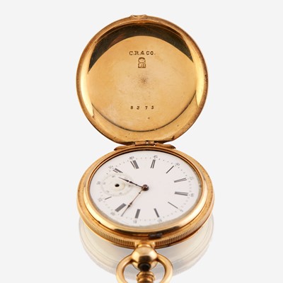 Lot 182 - An eighteen karat gold hunting cased pocket watch, C.R. & Co.