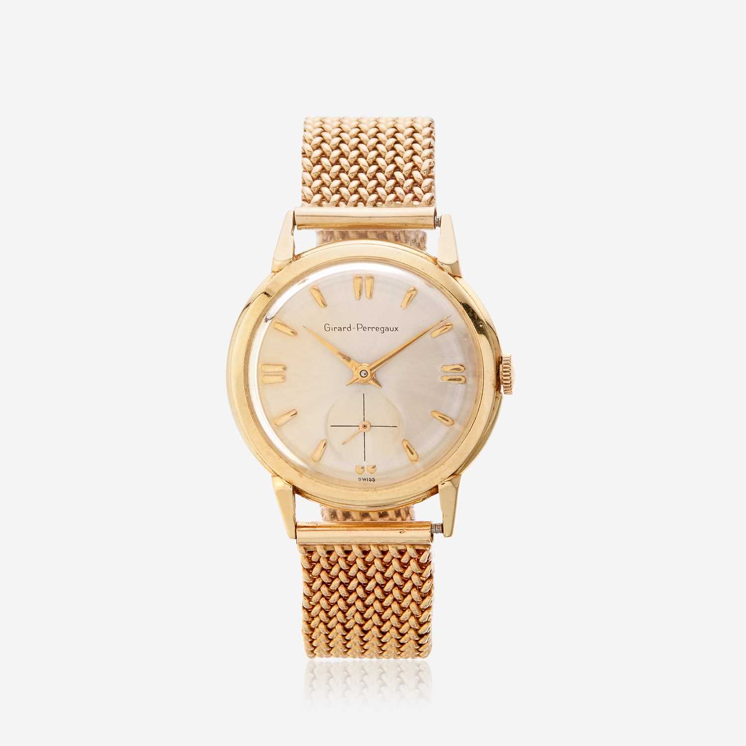 Lot 184 - A fourteen karat gold bracelet watch, Girard Perregaux