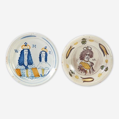 Lot 1 - Two English Delftware dishes commemorating William & Mary