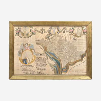 Lot 94 - A rare embroidered and painted "Plan of the City of Washington"