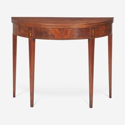 Lot 159 - A Federal inlaid mahogany demilune card table