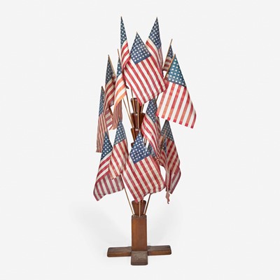 Lot 50 - A large 9-tier wooden flag stand