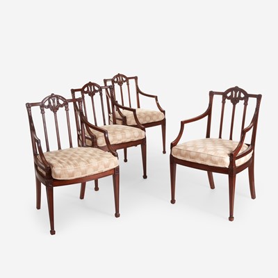 Lot 63 - A Set of Four George III Carved Mahogany Armchairs