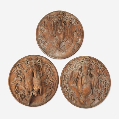 Lot 109 - Three Black Forest Carved Walnut Hunting Trophy Medallions
