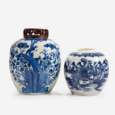 Lot 78 - Two Chinese blue and white porcelain "ginger" jars