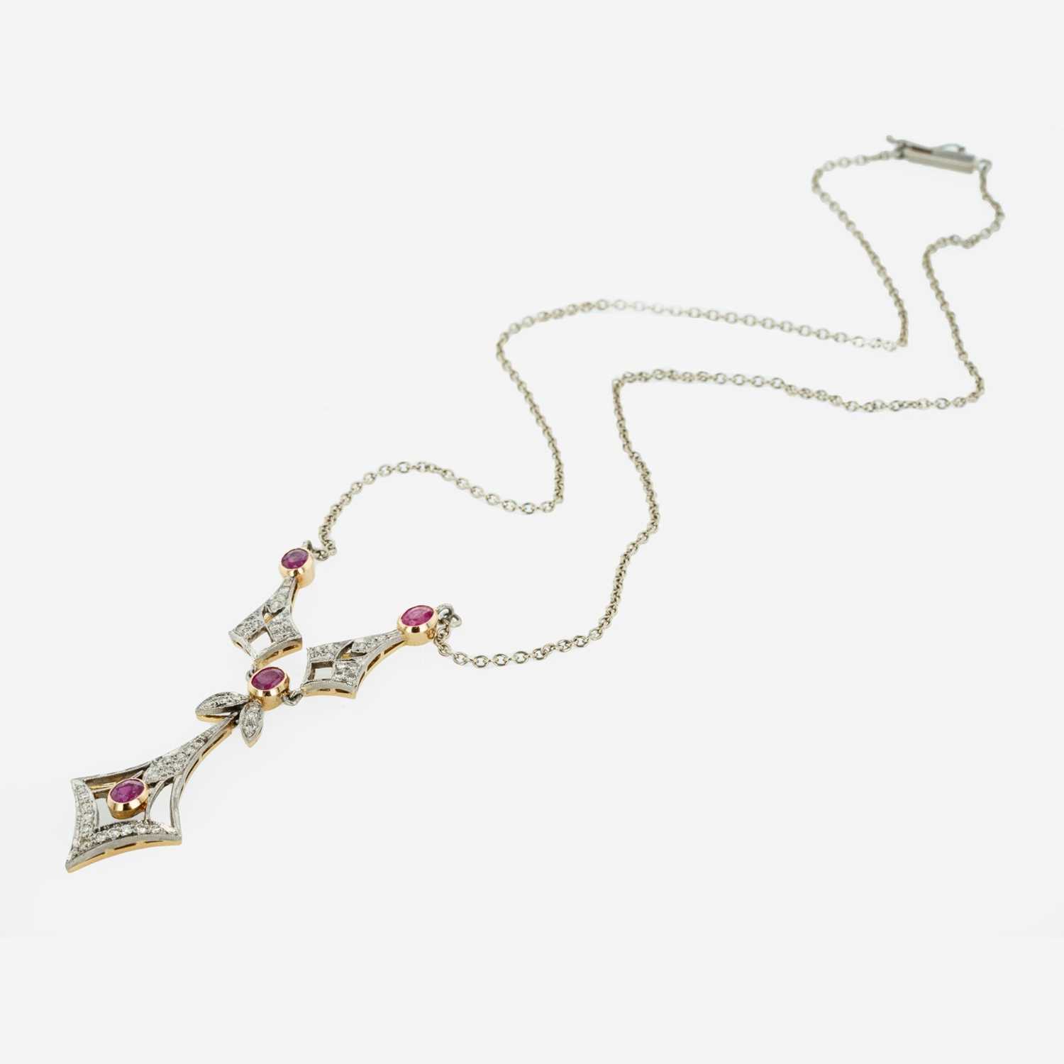 Lot 214 - A Ruby, Diamond, and 18K Gold Necklace
