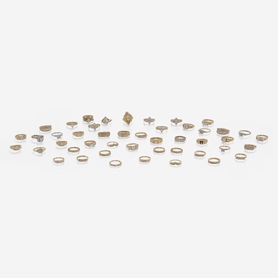 Lot 362 - Large Collection of 14K Gold and Colorless Stone Rings