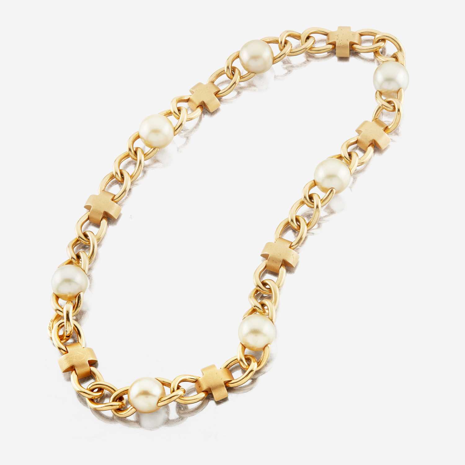 Lot 57 - A gold and cultured pearl necklace, Italy