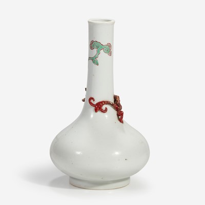 Lot 36 - A Chinese porcelain bottle vase with applied coiled dragon