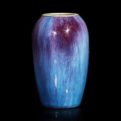 Lot 74 - A Chinese flambe-glazed ovoid vase