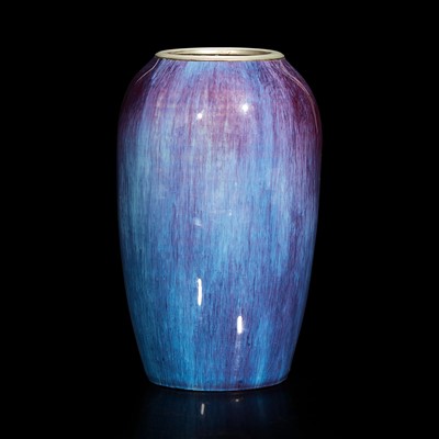 Lot 74 - A Chinese flambe-glazed ovoid vase
