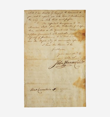 Lot 11 - [Americana] [Declaration of Independence] Hancock, John