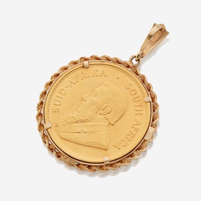 Lot 82 - A gold coin pendant