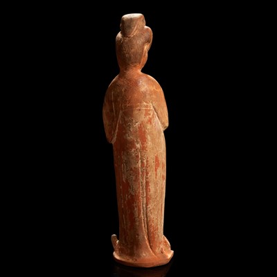 Lot 91 - A Chinese painted pottery figure of a standing court lady