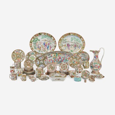 Lot 122 - An Assembled Group of Chinese Export Famille Rose and Rose Mandarin Serving Pieces