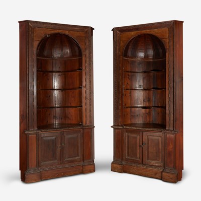 Lot 73 - A Pair of George III Style Carved Pine Corner Cabinets
