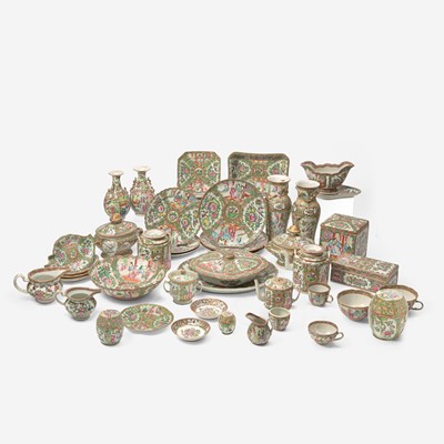 Lot 89 - A large collection of forty-three Chinese Export porcelain Rose Medallion tablewares