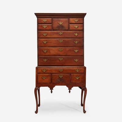 Lot 50 - A Queen Anne carved cherry high chest