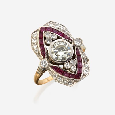 Lot 3 - A diamond, ruby, and gold ring