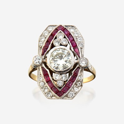 Lot 3 - A diamond, ruby, and gold ring