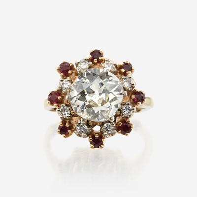 Lot 55 - A diamond, ruby, and gold ring