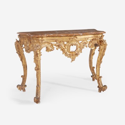 Lot 10 - An Italian Rococo Carved Giltwood Console Table