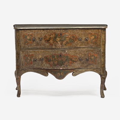 Lot 12 - An Italian Rococo Polychrome Painted and Parcel Gilt Commode
