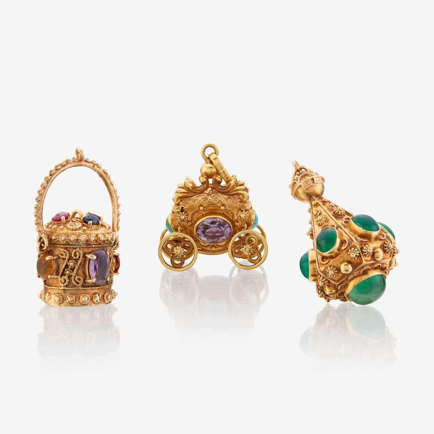Lot 72 - A collection of gold gem-set fobs
