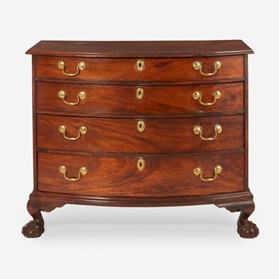 Lot 45 - A Chippendale bowfront carved mahogany chest of drawers