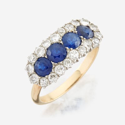 Lot 7 - A sapphire, diamond, and gold ring