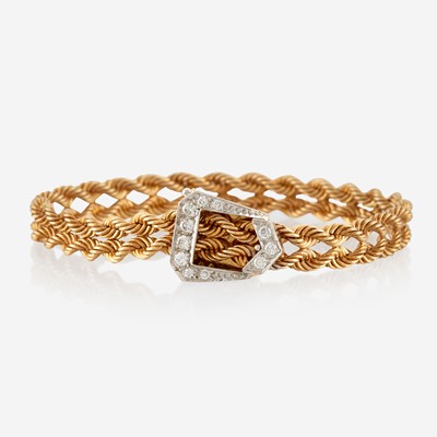 Lot 131 - A bicolor gold and diamond bracelet