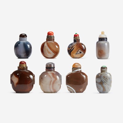 Lot 185 - An assorted group of eight Chinese agate snuff bottles