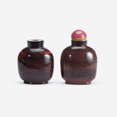 Lot 181 - Two Chinese realgar-type glass snuff bottles
