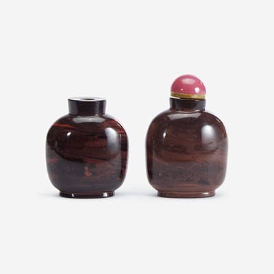 Lot 181 - Two Chinese realgar-type glass snuff bottles