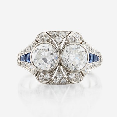 Lot 16 - A diamond, sapphire, and platinum ring, J. E. Caldwell & Co.