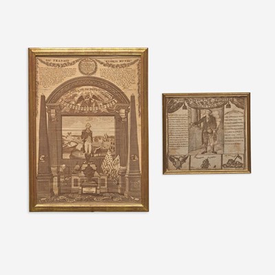 Lot 56 - Two works: George Washington at the Altar of Liberty copperplate printed handkerchief and "The Effect of Principle" copperplate printed handkerchief