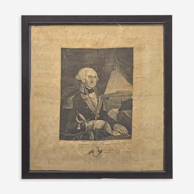 Lot 57 - A rare stipple-engraved portrait of George Washington (1732-1799) on silk