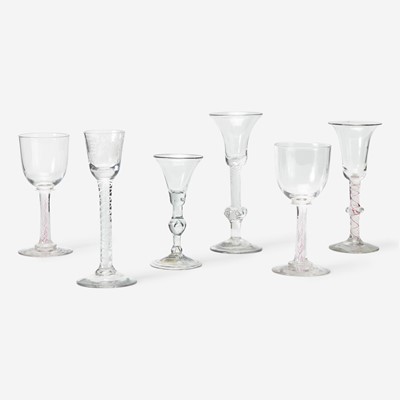 Lot 4 - A group of six English twist stem wine and cordial glasses