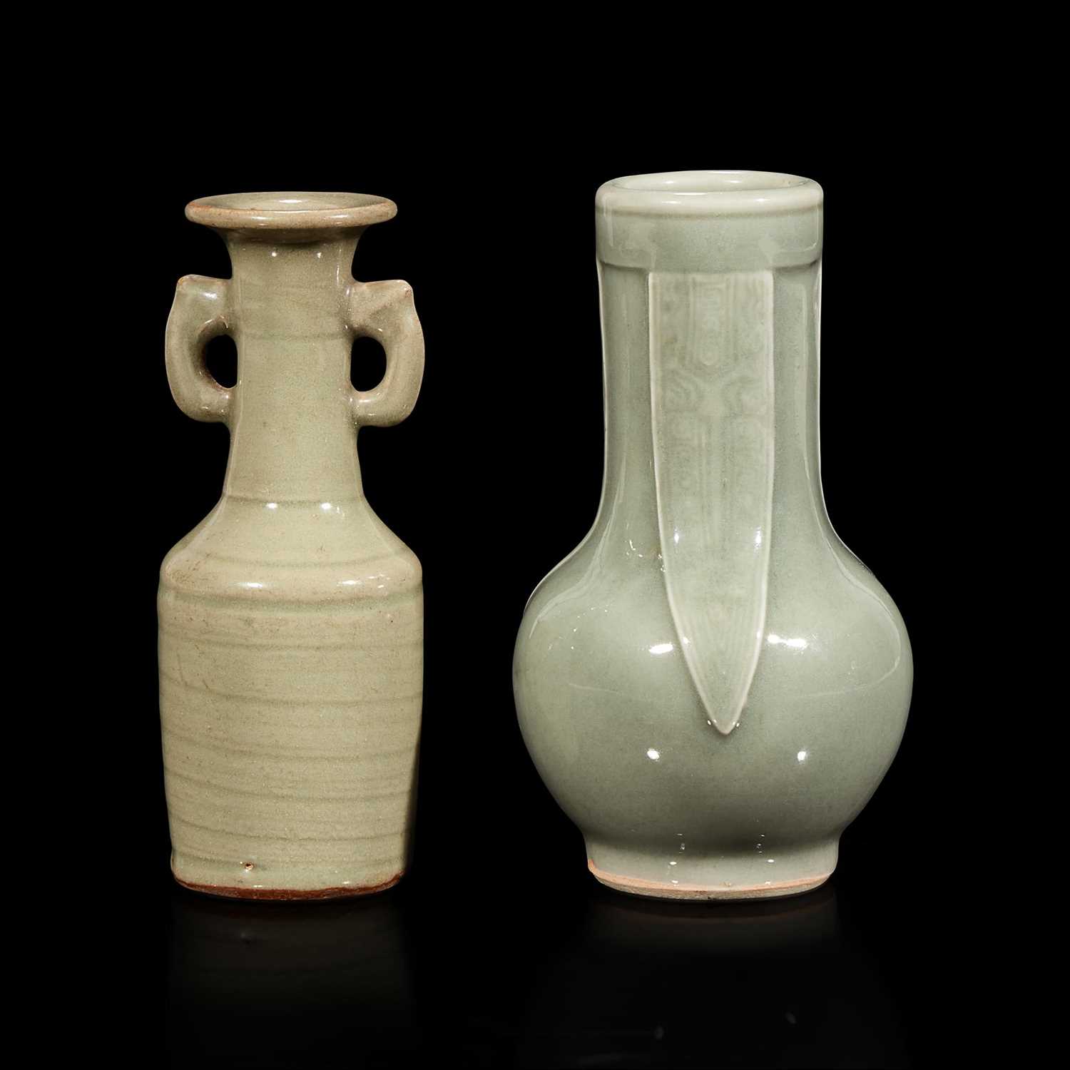 Lot 29 - Two Chinese celadon-glazed small vases