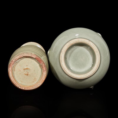 Lot 29 - Two Chinese celadon-glazed small vases