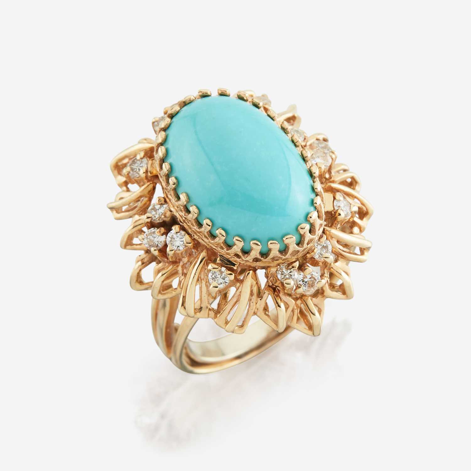 Lot 59 - A turquoise, diamond, and gold ring