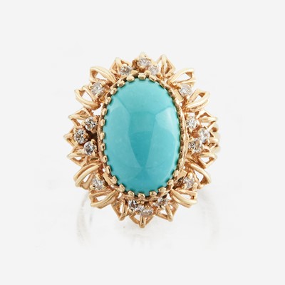 Lot 59 - A turquoise, diamond, and gold ring