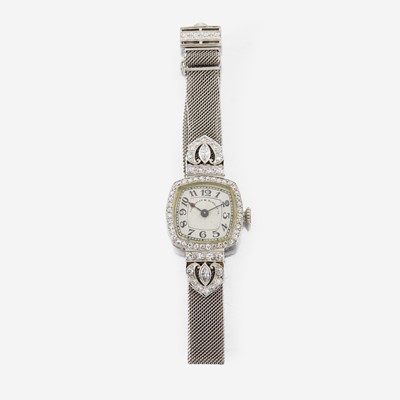 Lot 139 - An Art Deco lady's platinum and diamond dress watch