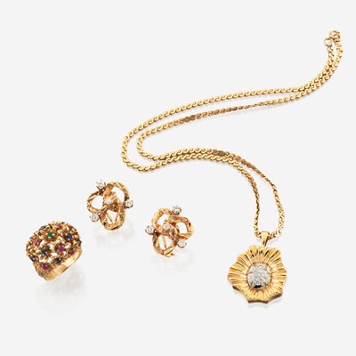 Lot 105 - A collection of gold and gem-set jewelry
