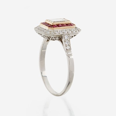 Lot 23 - A diamond, ruby, and platinum ring