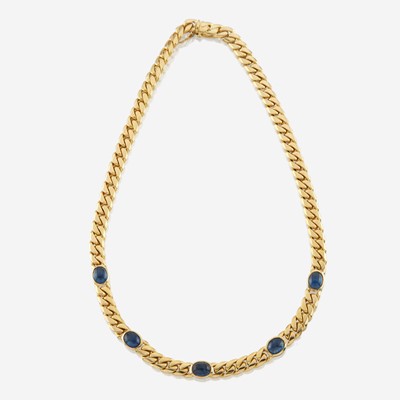 Lot 48 - A gold and sapphire necklace, Bulgari
