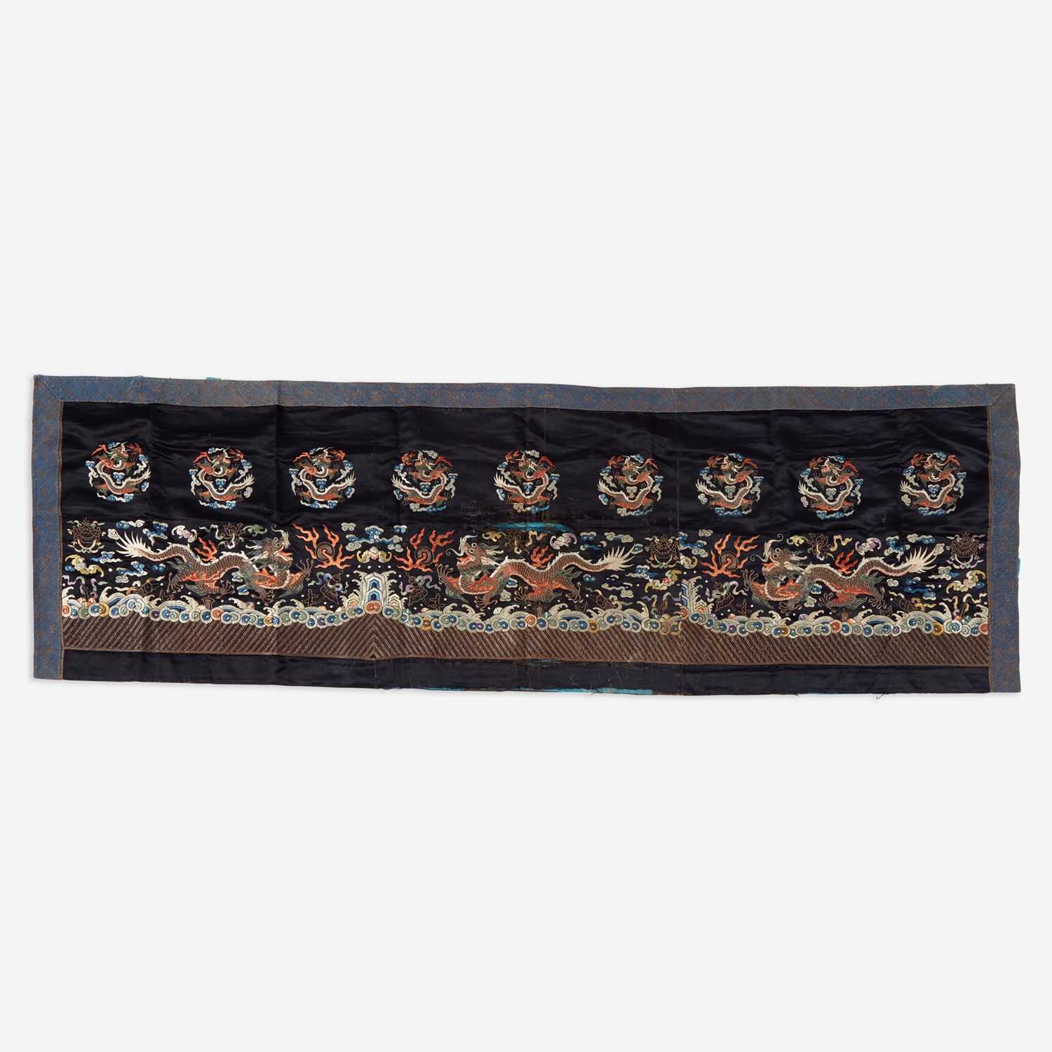 Lot 189 - A Chinese silk-embroidered "Dragon" panel